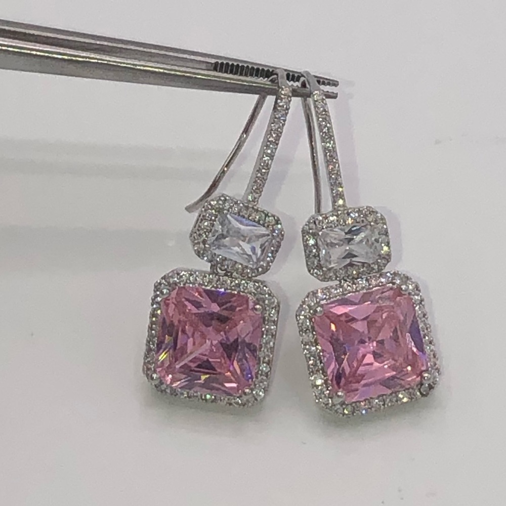 14k 4ct Pink Sapphire Earrings - Picture 10 of 15